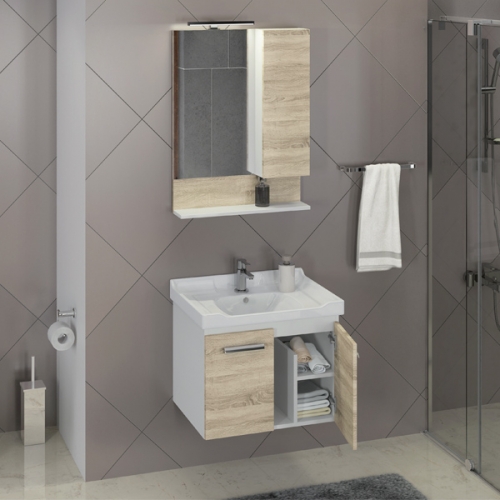 COMFORTY Зеркало-шкаф Рига-60 дуб сонома