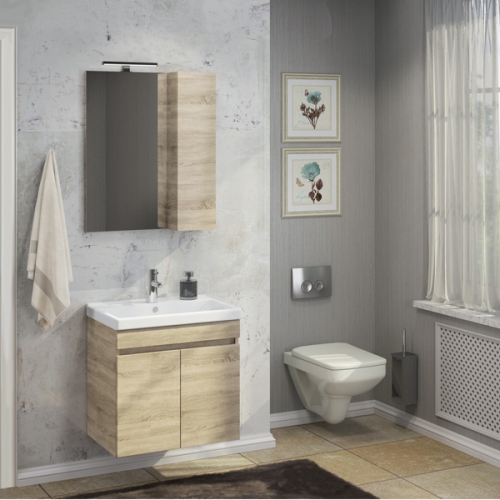 COMFORTY Зеркало-шкаф Тромсе-60 дуб сонома