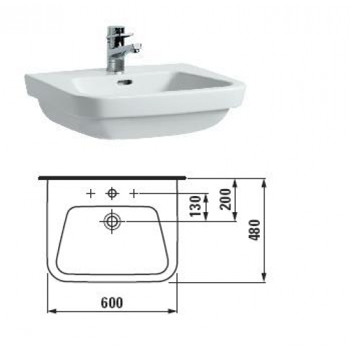 Laufen 8.1054.3.000.104.1 умывальник MODERNA PLUS (белый)