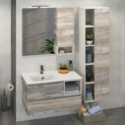COMFORTY Тумба-умывальник Турин-90L дуб бежевый с раковиной COMFORTY 9090EL