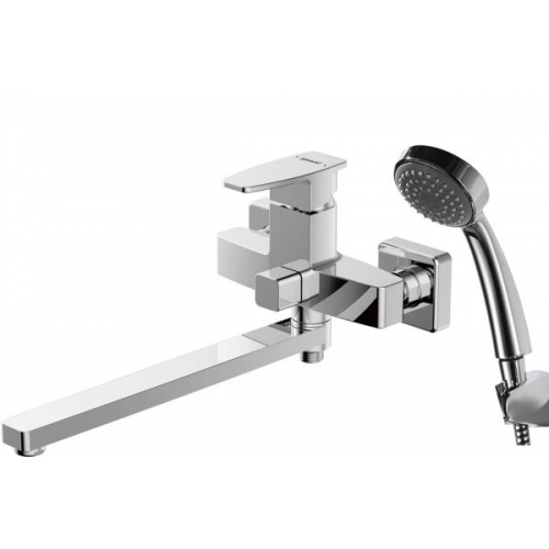RIFFLE смеситель для ванны с длинным изливом и душевой лейкой Bravat F672106C-LB