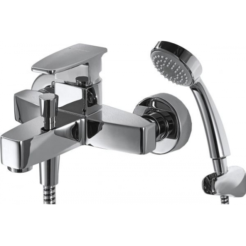 RIFFLE смеситель для ванны с коротким изливом и душевой лейкой Bravat F672106C-B