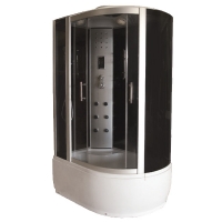 Душевая кабина FARO 5003 L/R, задняя черная стеклянная панель, серое стекло, серый поддон 220x120x85