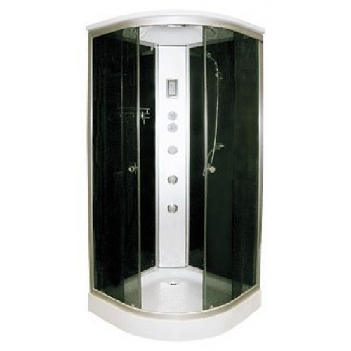 Душевая кабина FARO 601, стекло серое, задняя чёрная стеклянная панель 90x90x225