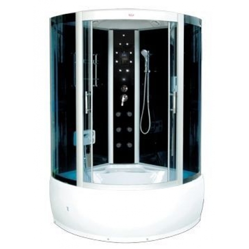 Душевая кабина FARO 8005, задняя черная стеклянная панель, серое стекло 220x150x150