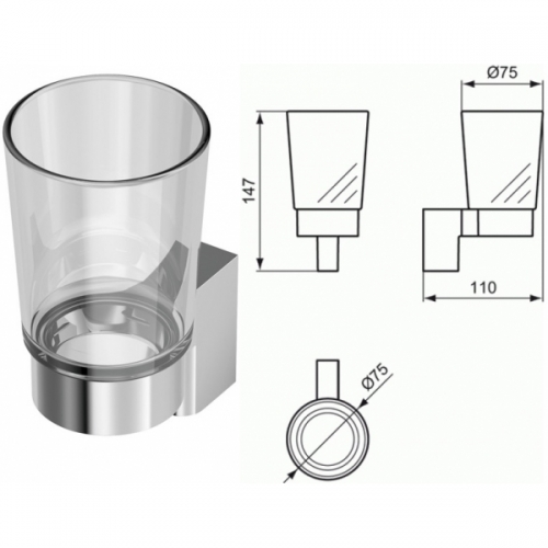 Стакан с держателем Connect New A9156AA Ideal Standard