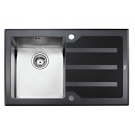 Мойка из нержавеющей стали Teka Lux 1B 1D 78 RHD (чаша слева) 12129006 Чёрное закалённое стекло, фацет, полировка 780 x 510 мм 12129006