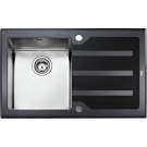 Мойка из нержавеющей стали Teka Lux 1B 1D 78 LHD (чаша справа) 12129007 Чёрное закалённое стекло, фацет, полировка 780 x 510 мм 12129007