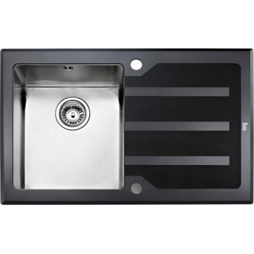 Мойка из нержавеющей стали Teka Lux 1B 1D 78 LHD (чаша справа) 12129007 Чёрное закалённое стекло, фацет, полировка 780 x 510 мм 12129007