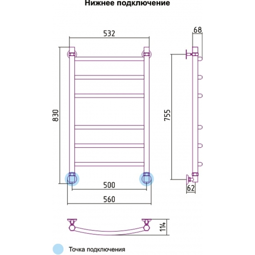 Водяной полотенцесушитель Галант 800х500 (вертикальное подключение) Сунержа 00-0114-8050