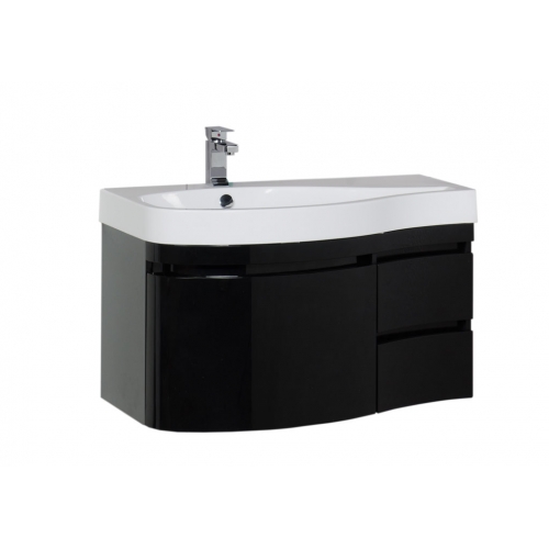 Тумба с раковиной Aquanet Сопрано 95 L черный (3 ящика)
