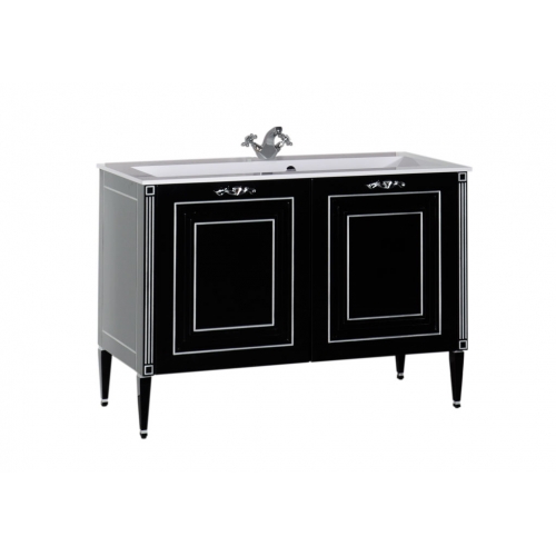 Тумба с раковиной Aquanet Паола 120 черный/серебро (литьевой мрамор)