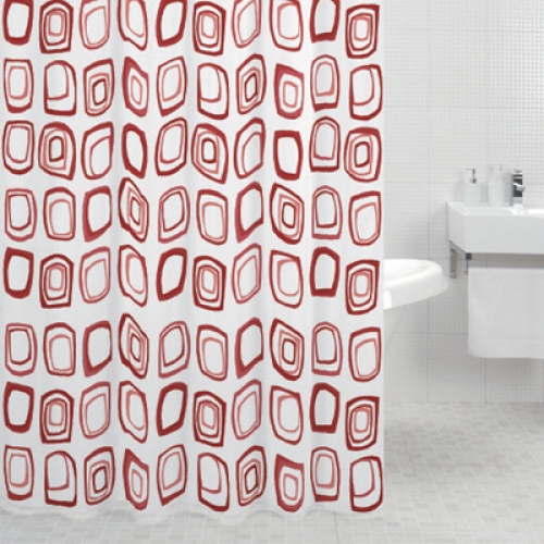 Штора для ванной комнаты Milardo Retro Squares (red) 610P180M11