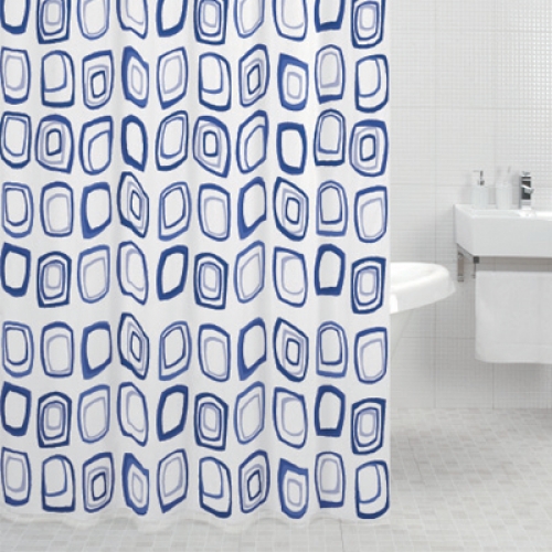 Штора для ванной комнаты Milardo Retro Squares (blue) 612P180M11